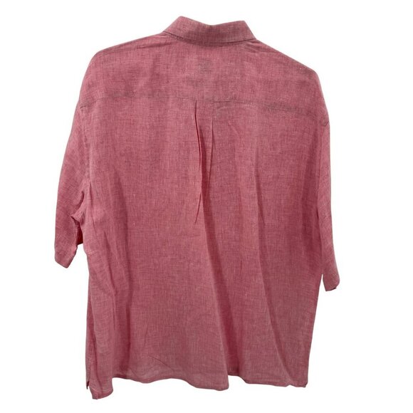 Peter Millar Pink 100% Linen Button Down Short Sleeve Shirt Mens Size XL - Picture 5 of 6